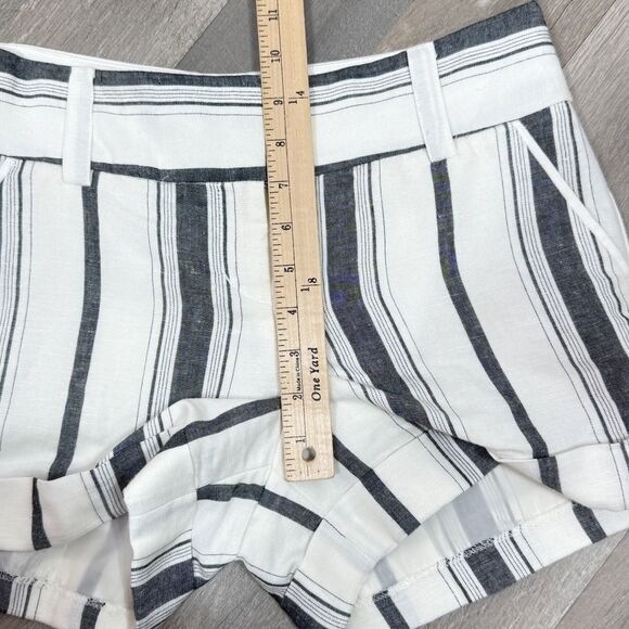 Express Midi Striped Cuffed Linen Blend Dress Shorts Grey White Size 0 - Picture 12 of 14